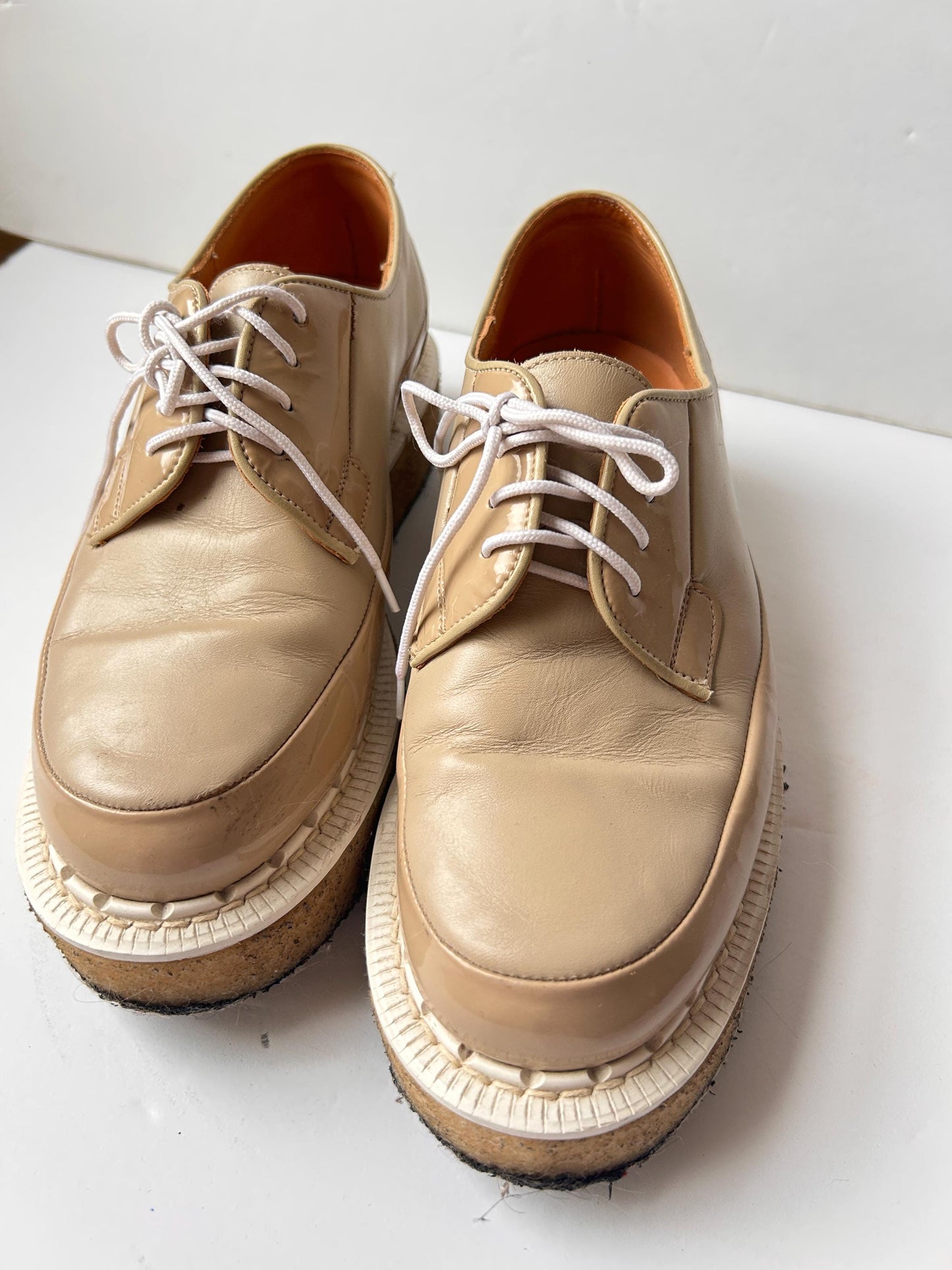 George Cox Creepers size 7 tan brown leather lace up tie oxford shoes platform