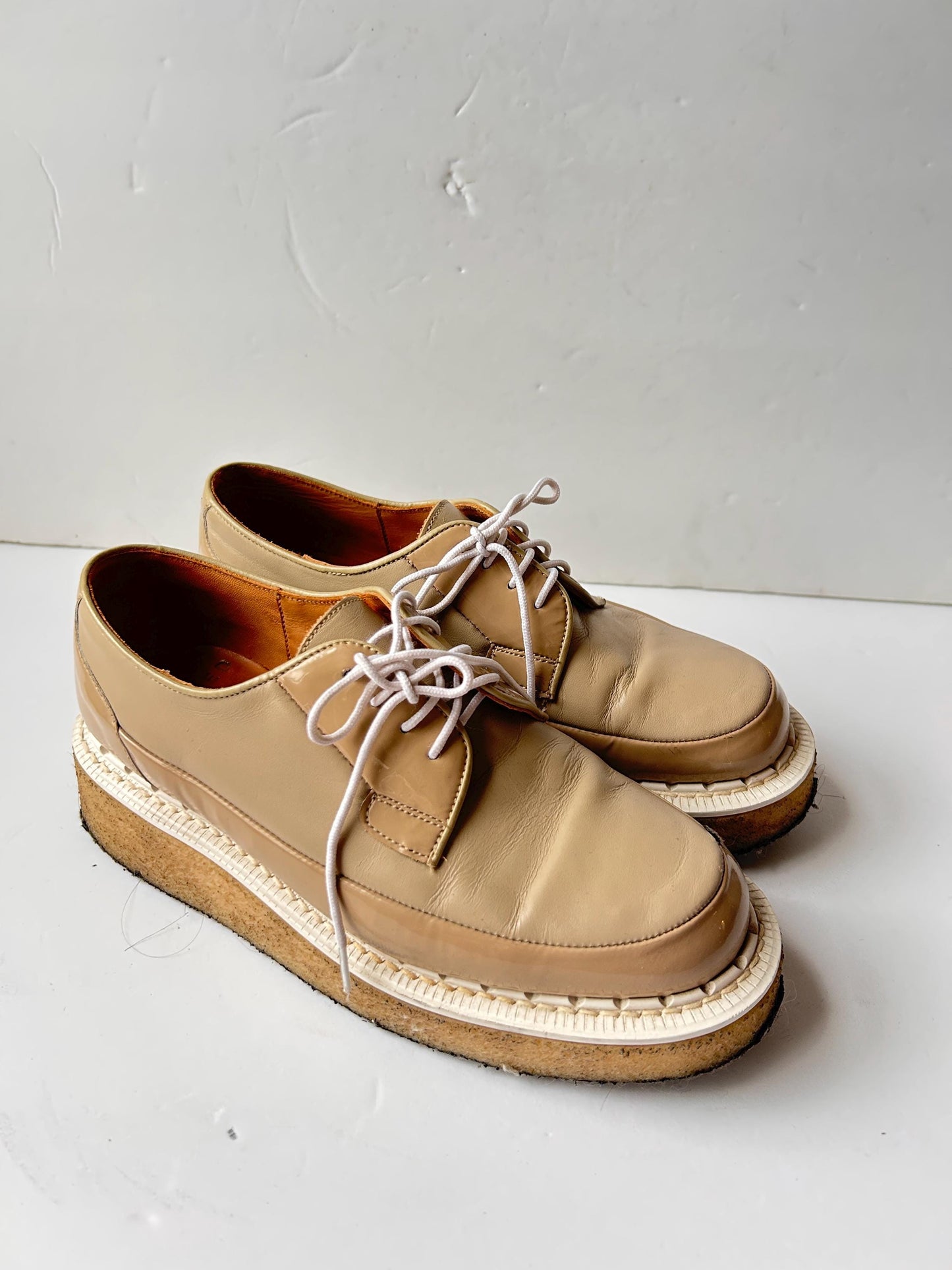 George Cox Creepers size 7 tan brown leather lace up tie oxford shoes platform